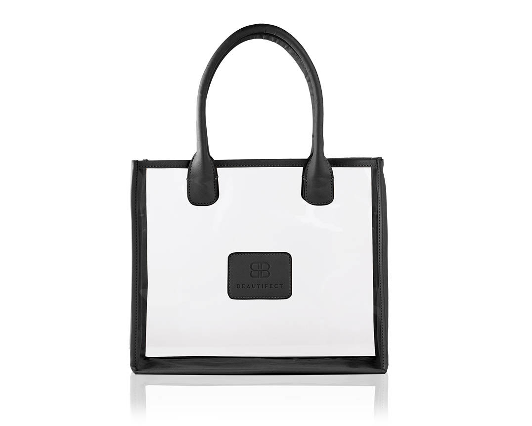 Black transparent tote bag sale